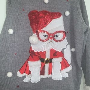 white cat christmas sweater